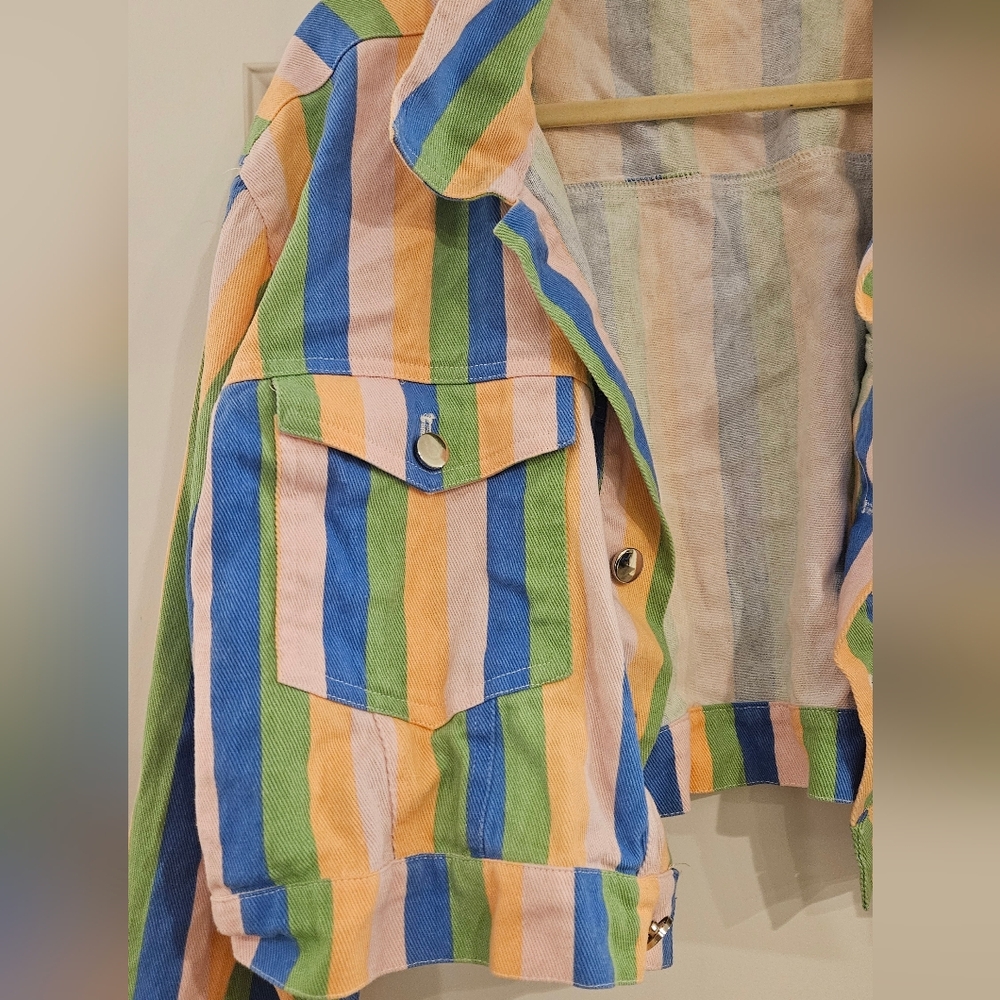 Daisy Street Striped Crop Jacket - Picture 2 of 3